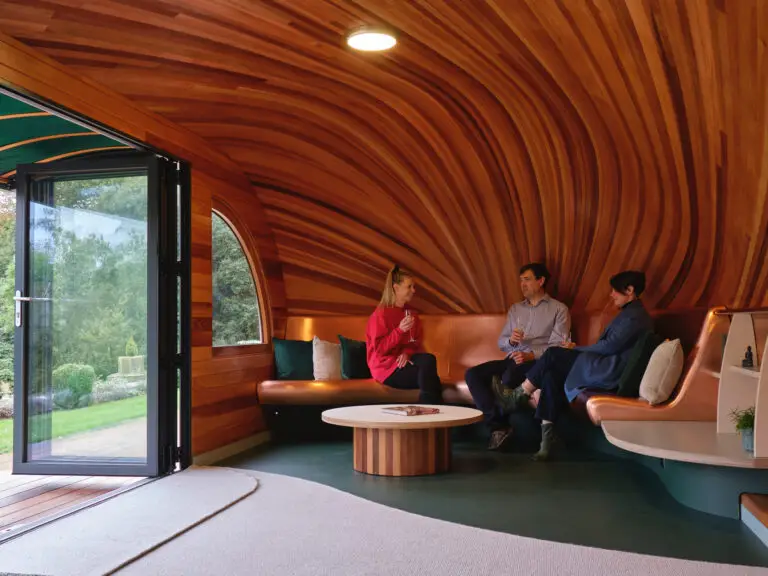 Inside the Acorn Pod by Timeless Composites, designed for social spaces